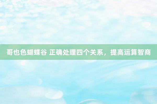 哥也色蝴蝶谷 正确处理四个关系，提高运算智商