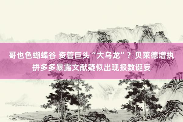 哥也色蝴蝶谷 资管巨头“大乌龙”？贝莱德增执拼多多暴露文献疑似出现报数诞妄