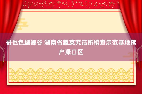 哥也色蝴蝶谷 湖南省蔬菜究诘所稽查示范基地落户渌口区