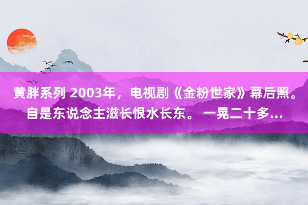 黄胖系列 2003年，电视剧《金粉世家》幕后照。自是东说念主滋长恨水长东。 一晃二十多...
